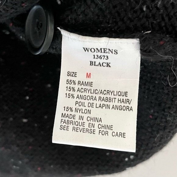 Woolrich Ramie Rabbit Hair Women’s Hooded Vest Black Red White Size Medium - Picture 7 of 8